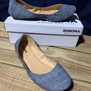 Sz 10 Chambray Ballet Flats-EUC